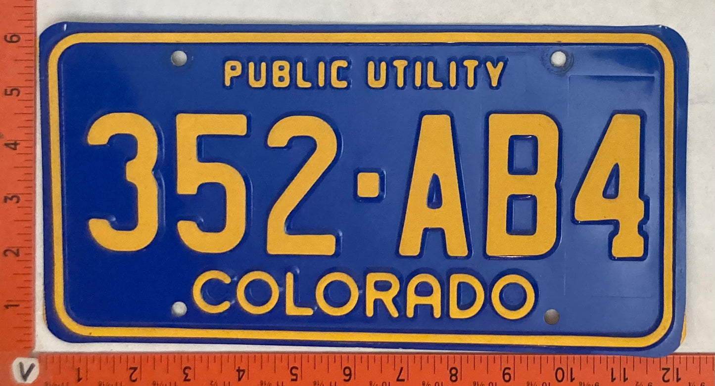 Undated Colorado #352-AB4 Public Utility License Plate
