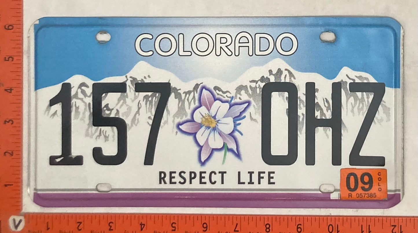 2009 Colorado #157 DHZ Passenger License Plate