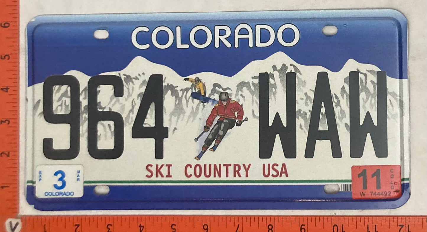 2011 Colorado #964 WAW Passenger License Plate