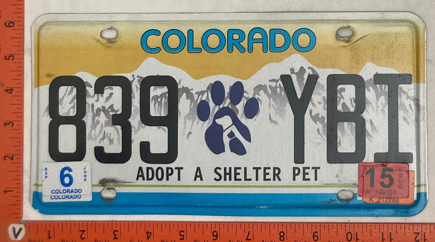 2014 Colorado #839 YBI Passenger License Plate