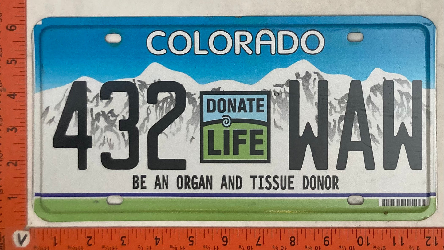 Undated Colorado #432 WAW Passenger License Plate