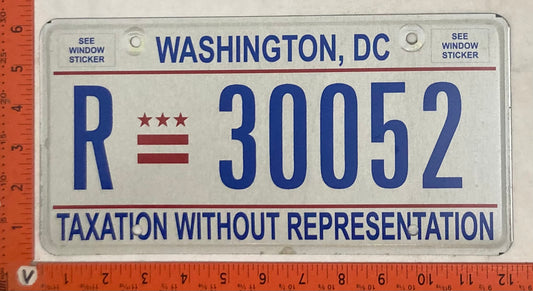 Undated Washington, DC #R-30052 Rental License Plate