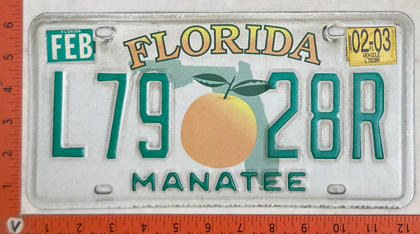 2003 Florida #L79 28R Passenger License Plate