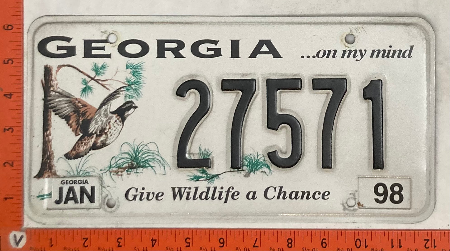 1998 Georgia #27571 Passenger License Plate