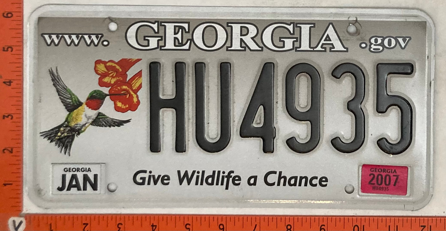 2007 Georgia #HU4935 Passenger License Plate