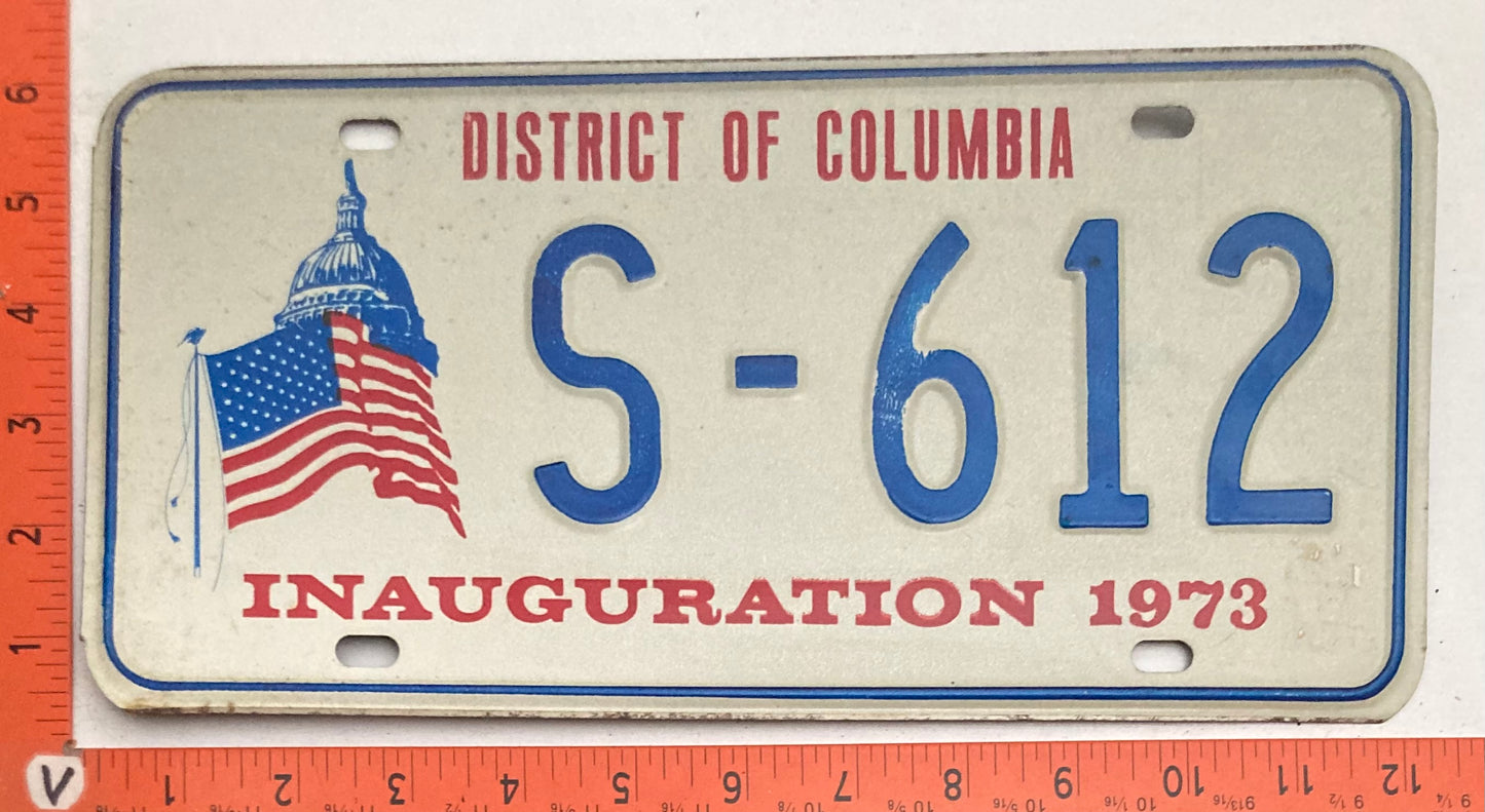 1973 Washington, DC #S-612 Presidential Inaugural License Plate