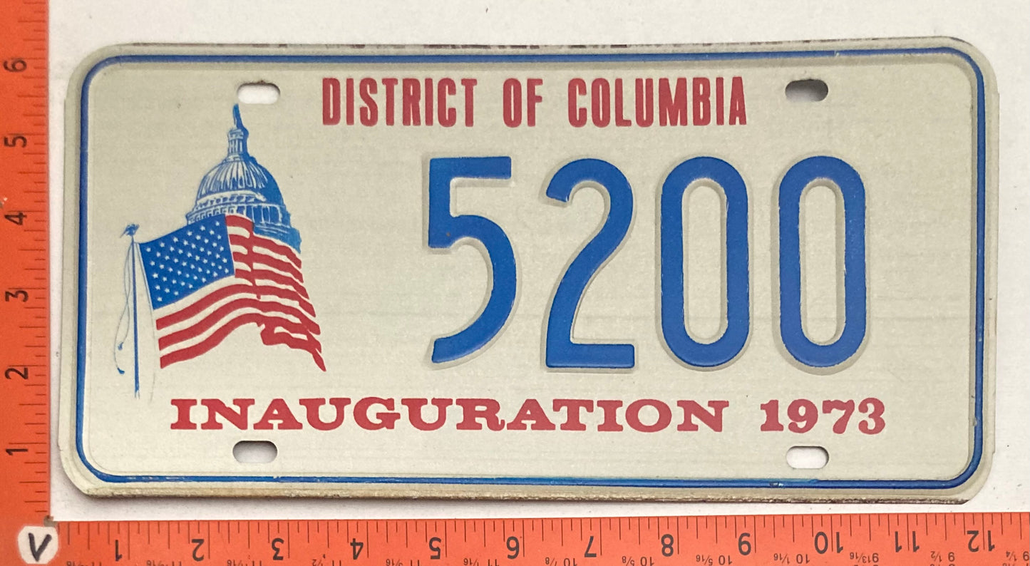 1973 Washington, DC #5200 Presidential Inaugural Passenger License Plate