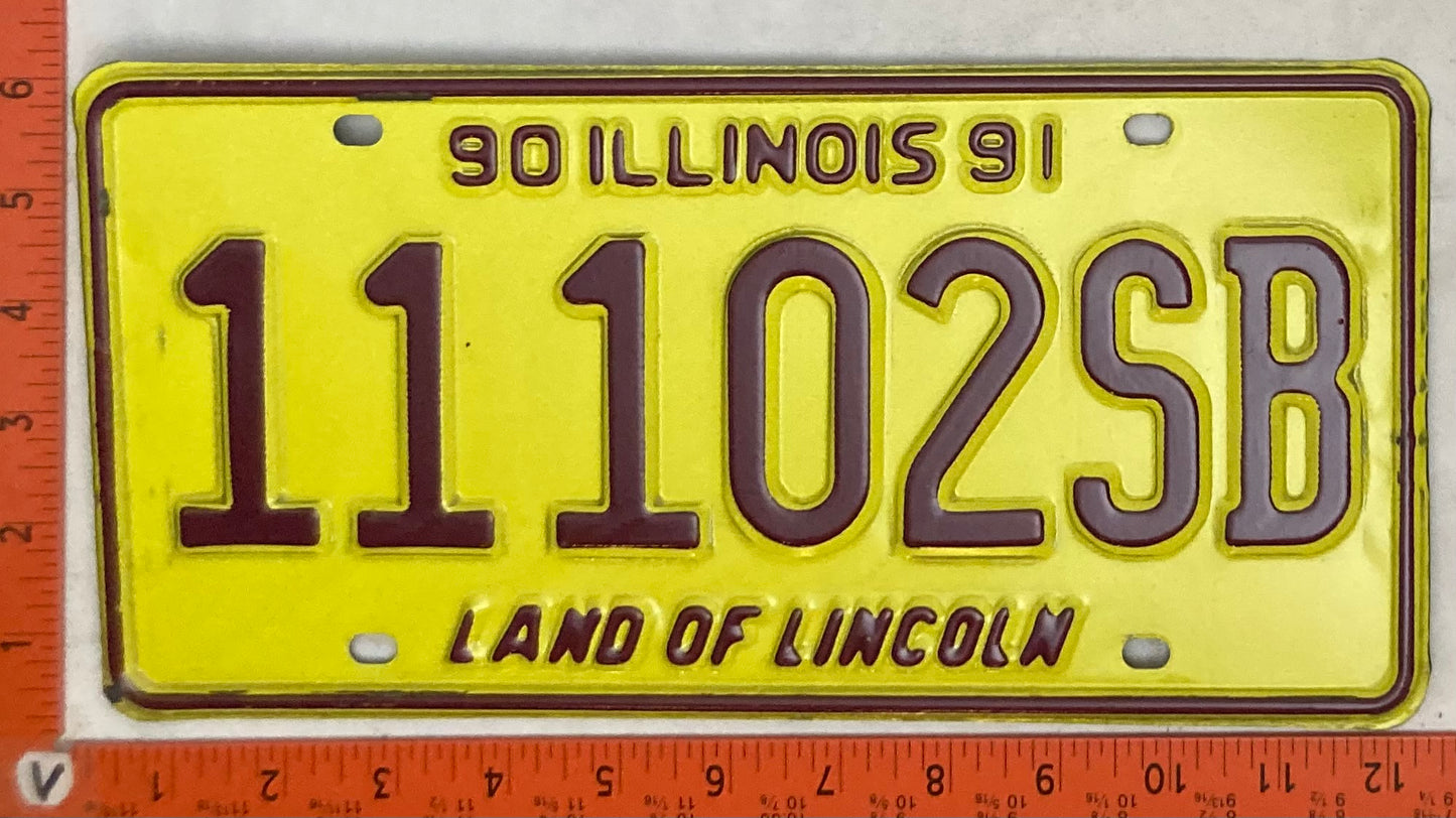 1991 Illinois #11102SB School Bus License Plate