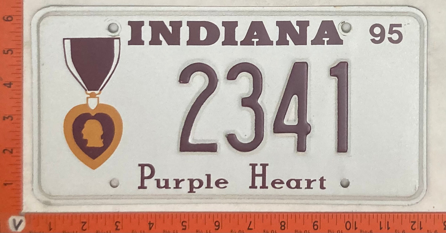1995 Indiana #2341 Passenger License Plate (Purple Heart)