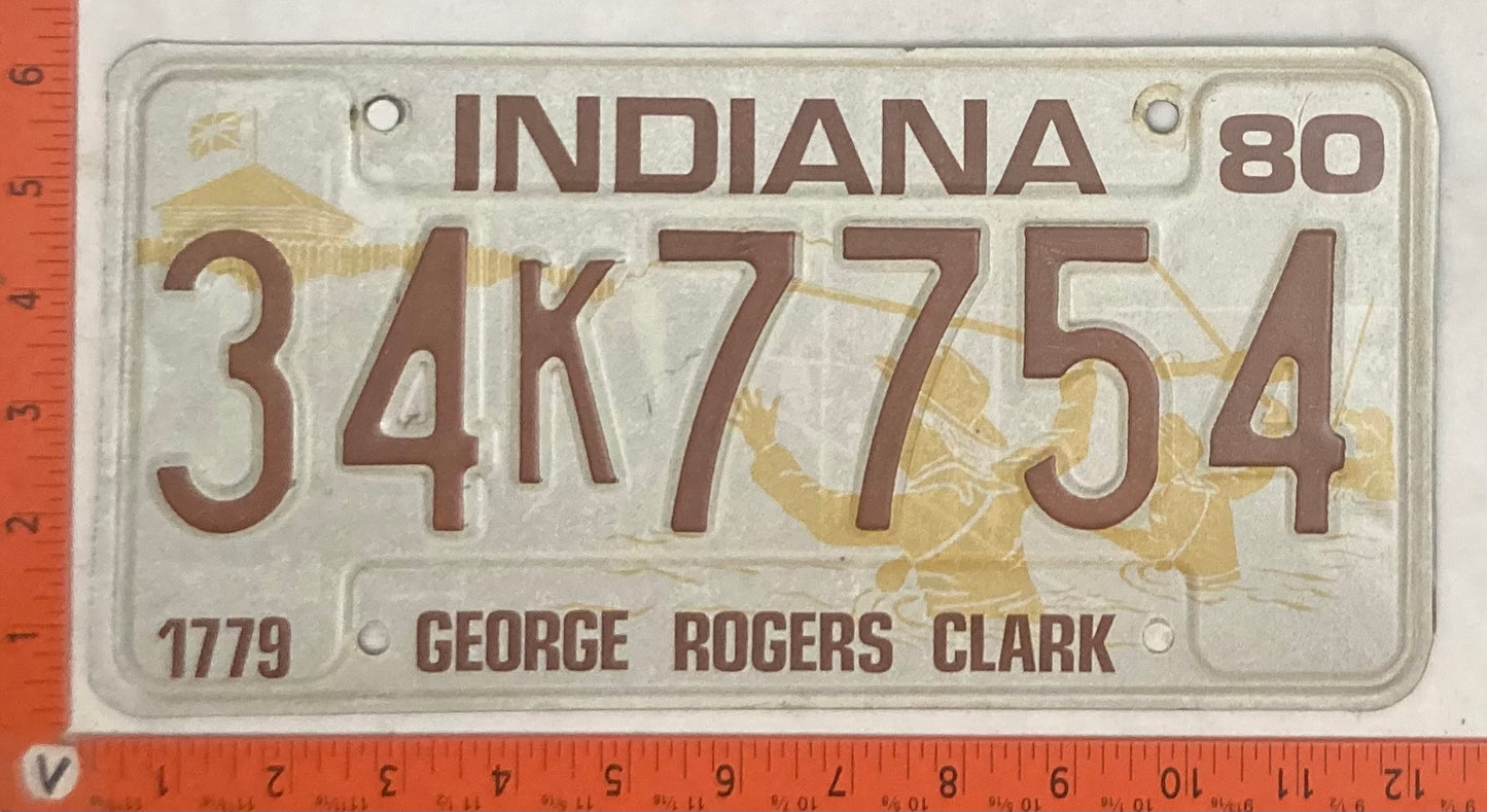 1980 Indiana #34 K 7754 Passenger License Plate