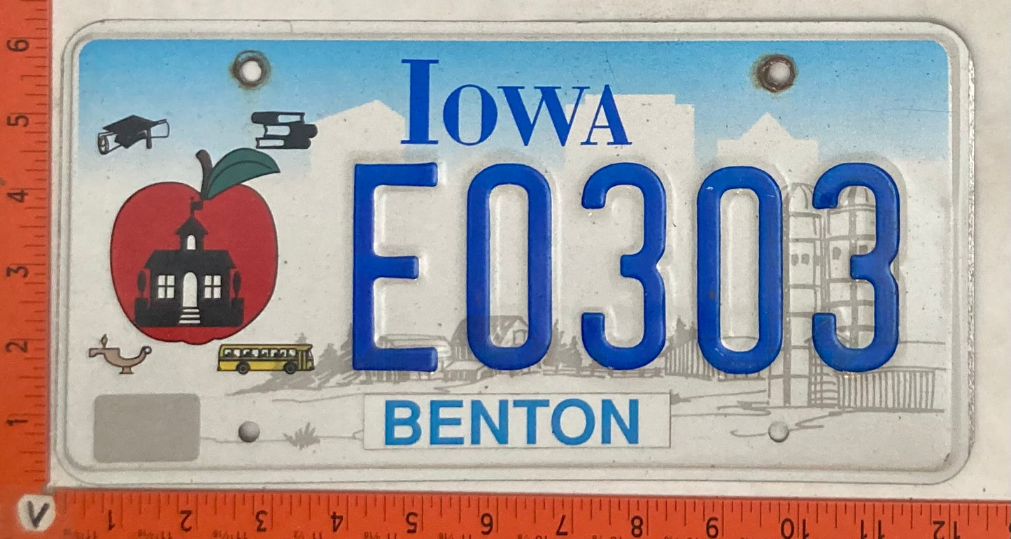 Undated Iowa #E0303 Passenger License Plate