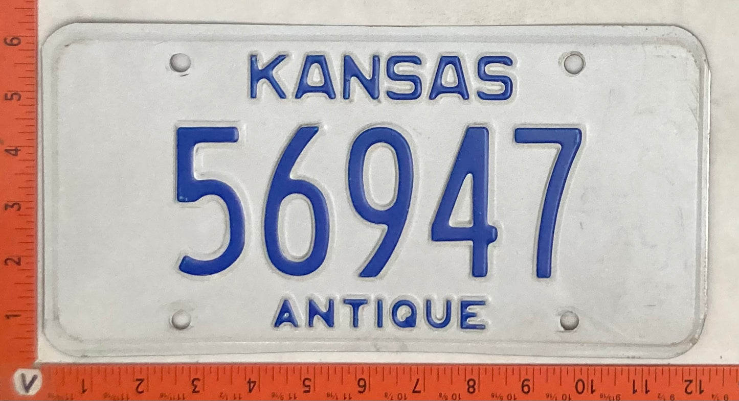 Undated Kansas #56947 Antique Auto License Plate