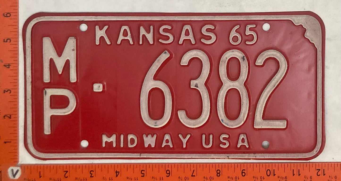 1965 Kansas #M/P 6382 Passenger License Plate