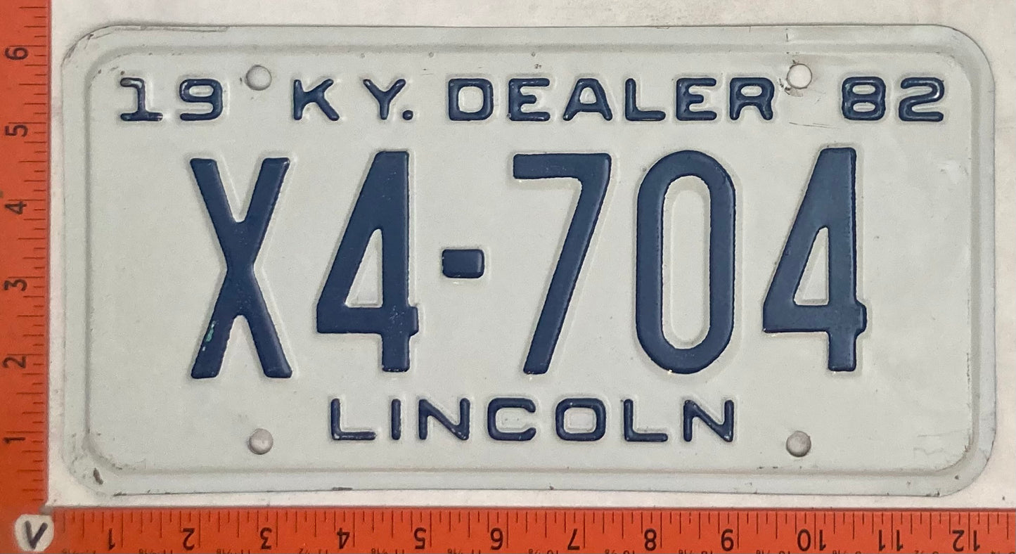 1982 Kentucky #X4-704 Dealer License Plate