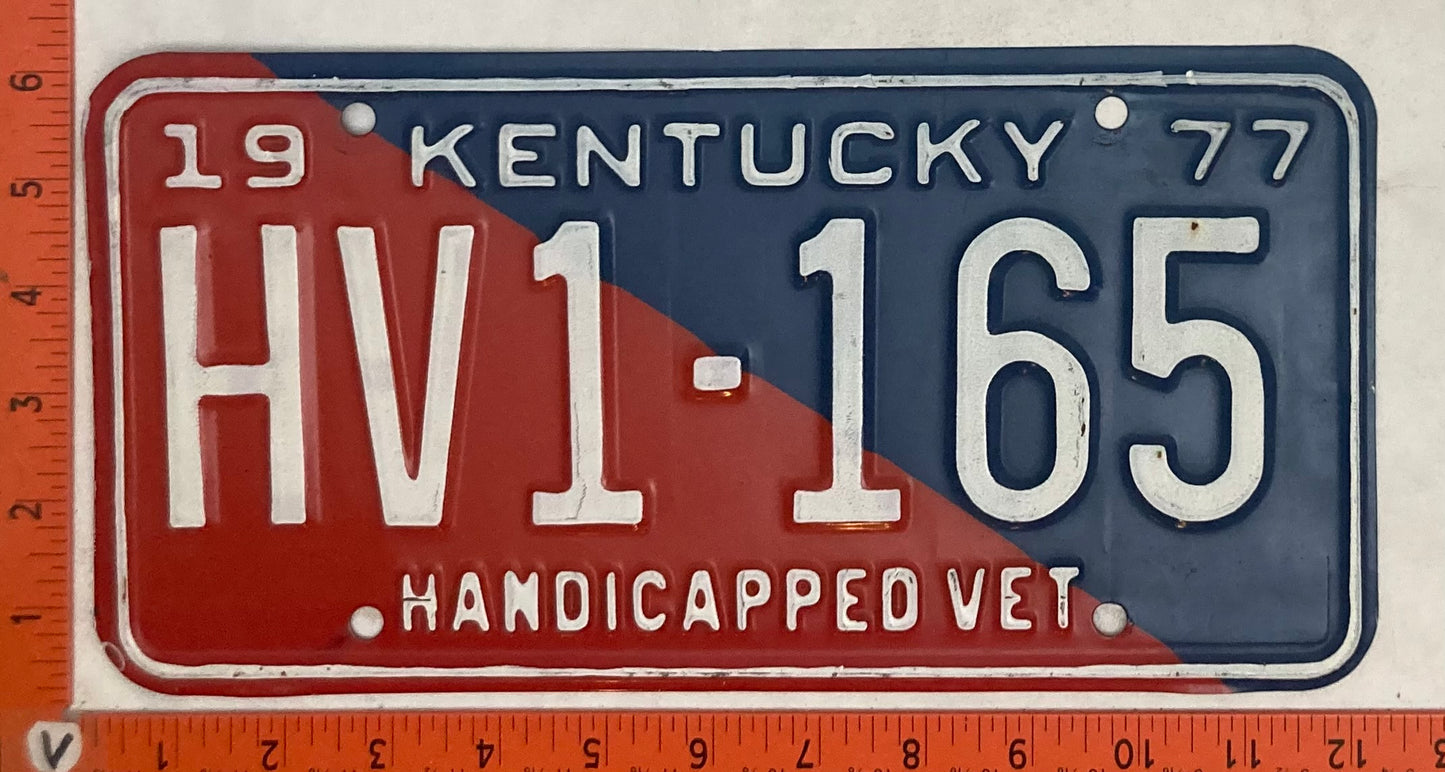 1977 Kentucky #HV1-165 Handicapped Veteran License Plate