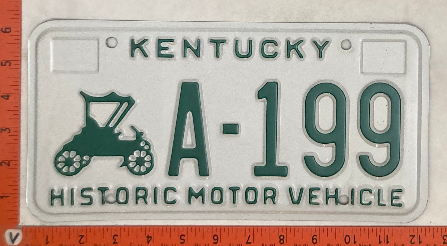 Undated Kentucky #A-199 Historic Motor Vehicle License Plate