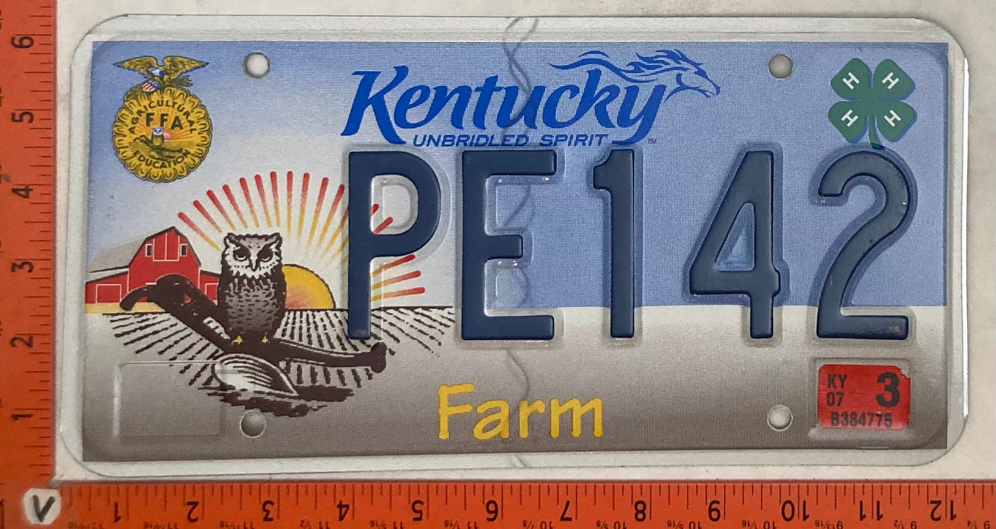 2007 Kentucky #PE142 Passenger License Plate