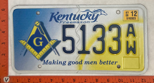 2008 Kentucky #5133A/W Passenger License Plate