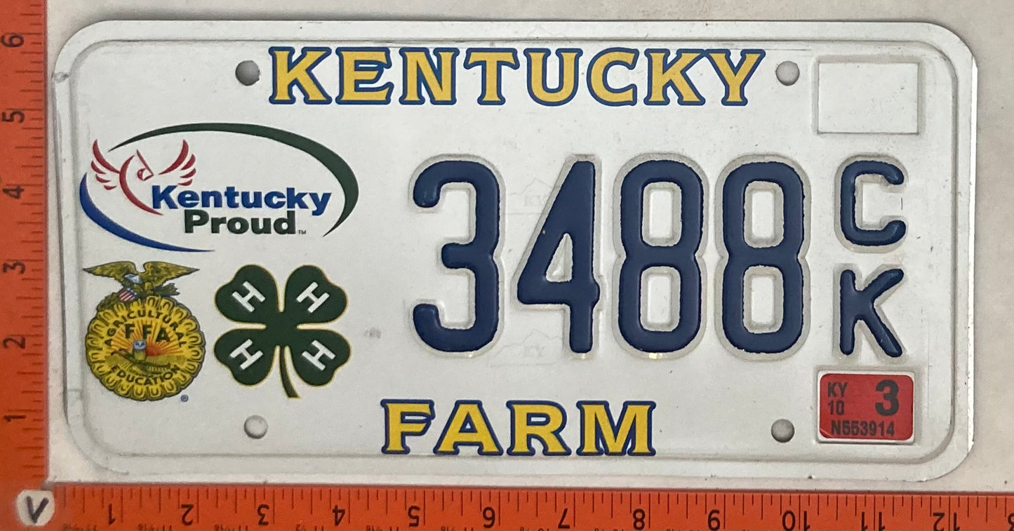 2010 Kentucky #3488C/K Passenger License Plate