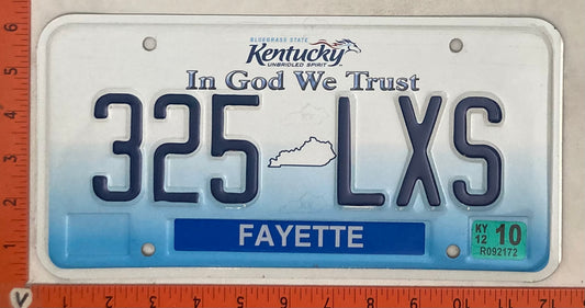 2012 Kentucky #325 LXS Passenger License Plate
