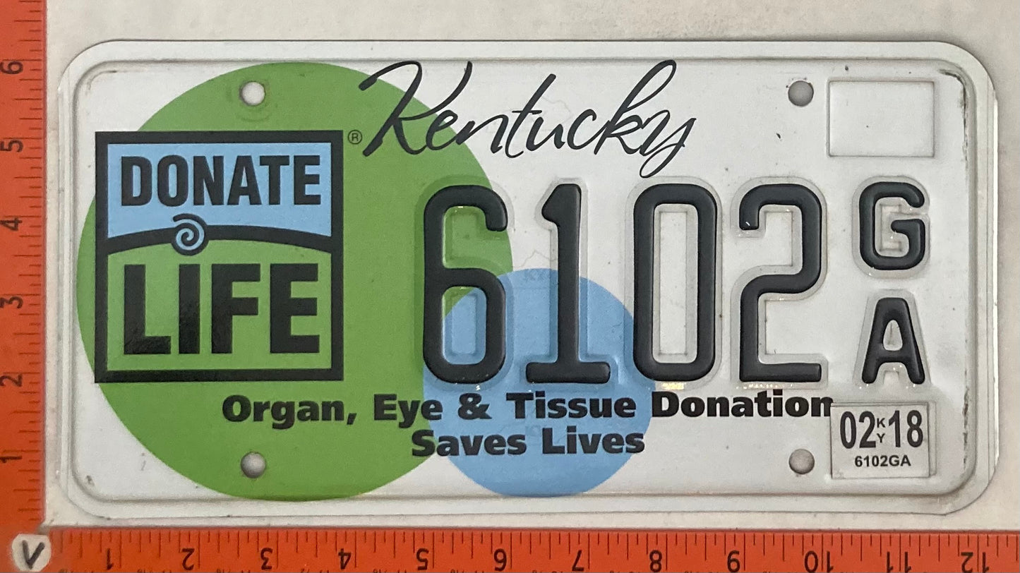 2018 Kentucky #6102G/A Passenger License Plate