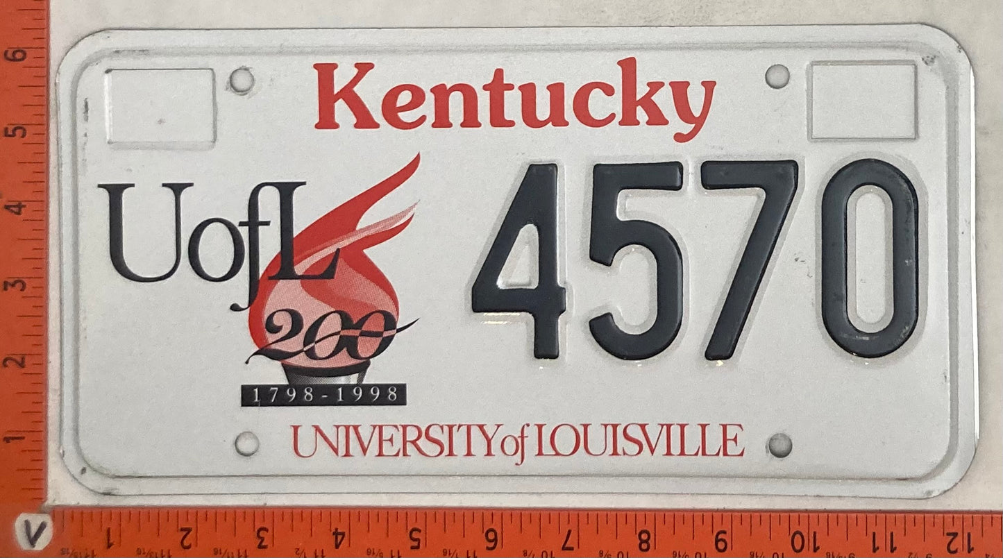 1998 Kentucky #4570 Passenger License Plate
