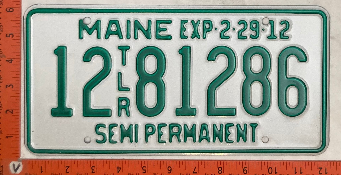 2012 Maine #12 81286 Trailer Semi-Permanent License Plate
