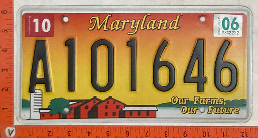 2006 Maryland #A101646 Passenger License Plate