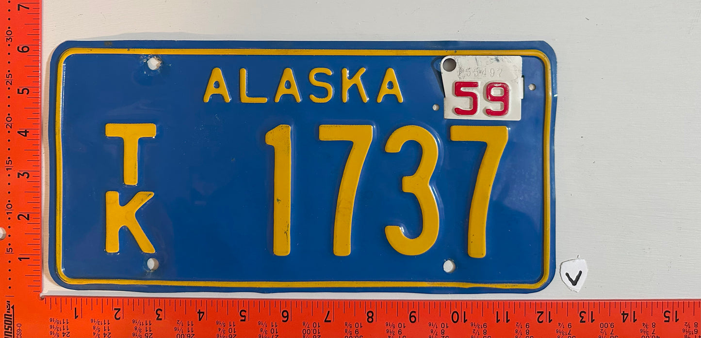 1959 Alaska #TK 1737 Truck License Plate