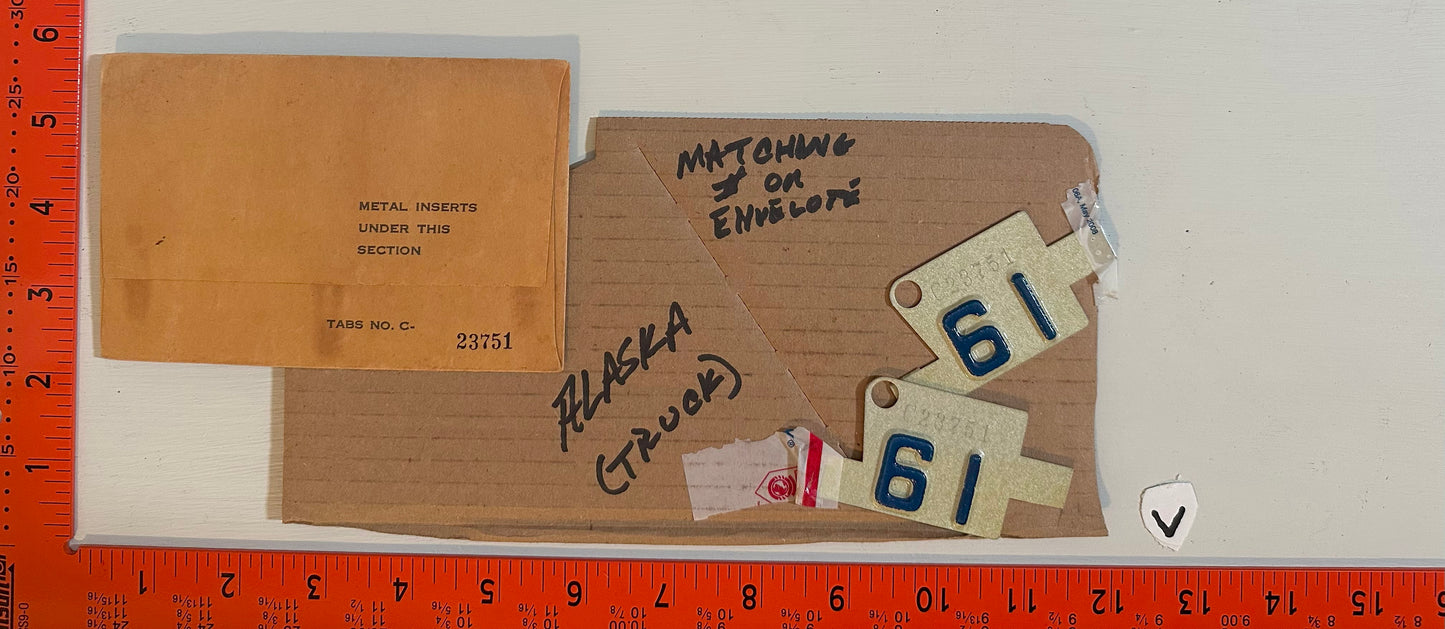 1961 Alaska #C-23751 Truck License Plate Tabs