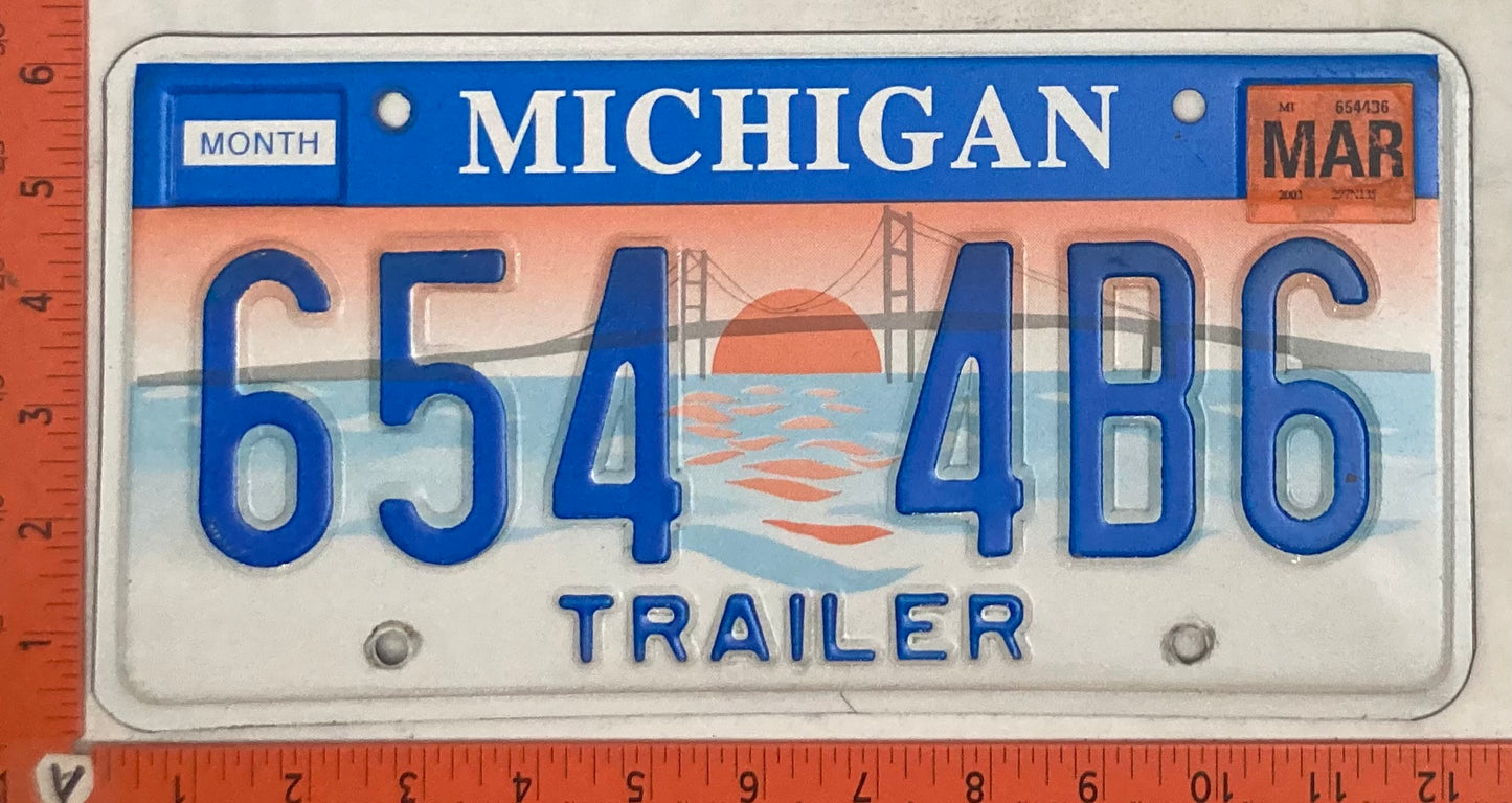 2003 Michigan #654 486Trailer License Plate