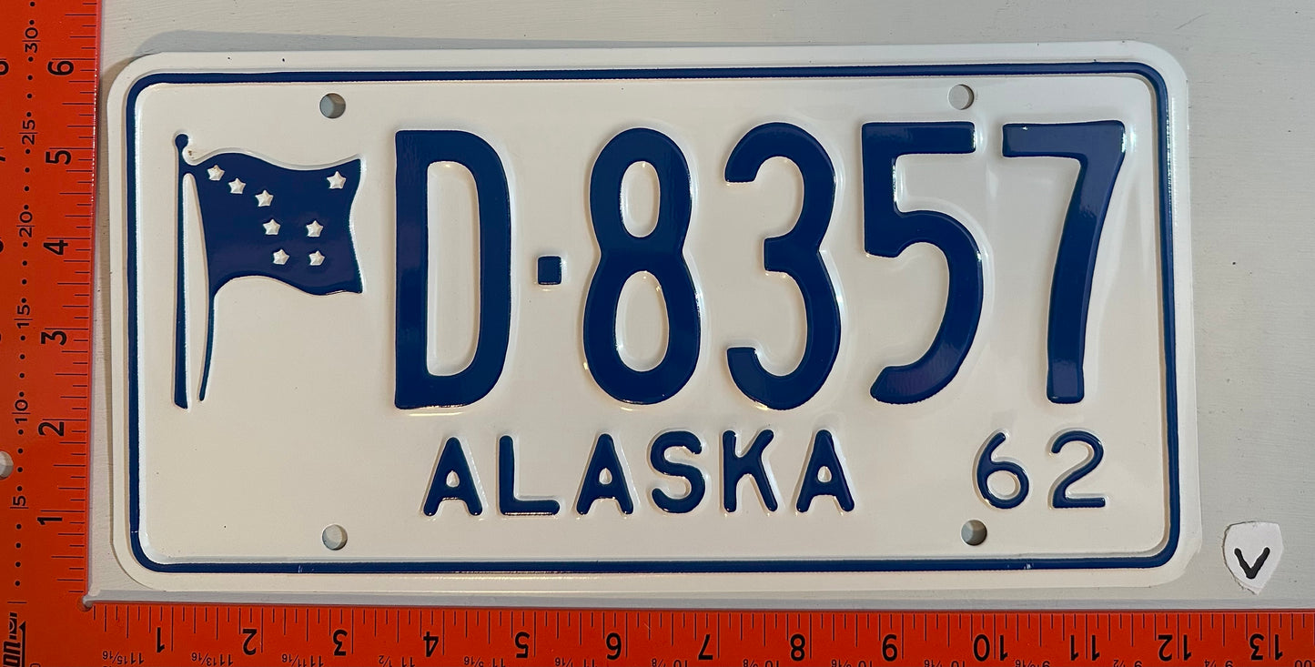 1962 Alaska #D -8537 Passenger License Plate