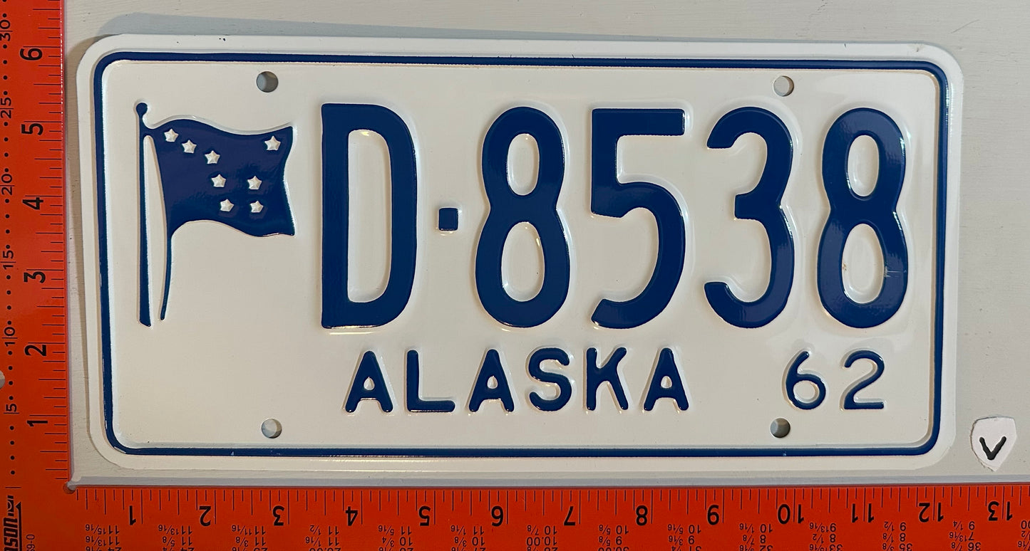 1962 Alaska #D-8358 Passenger License Plate