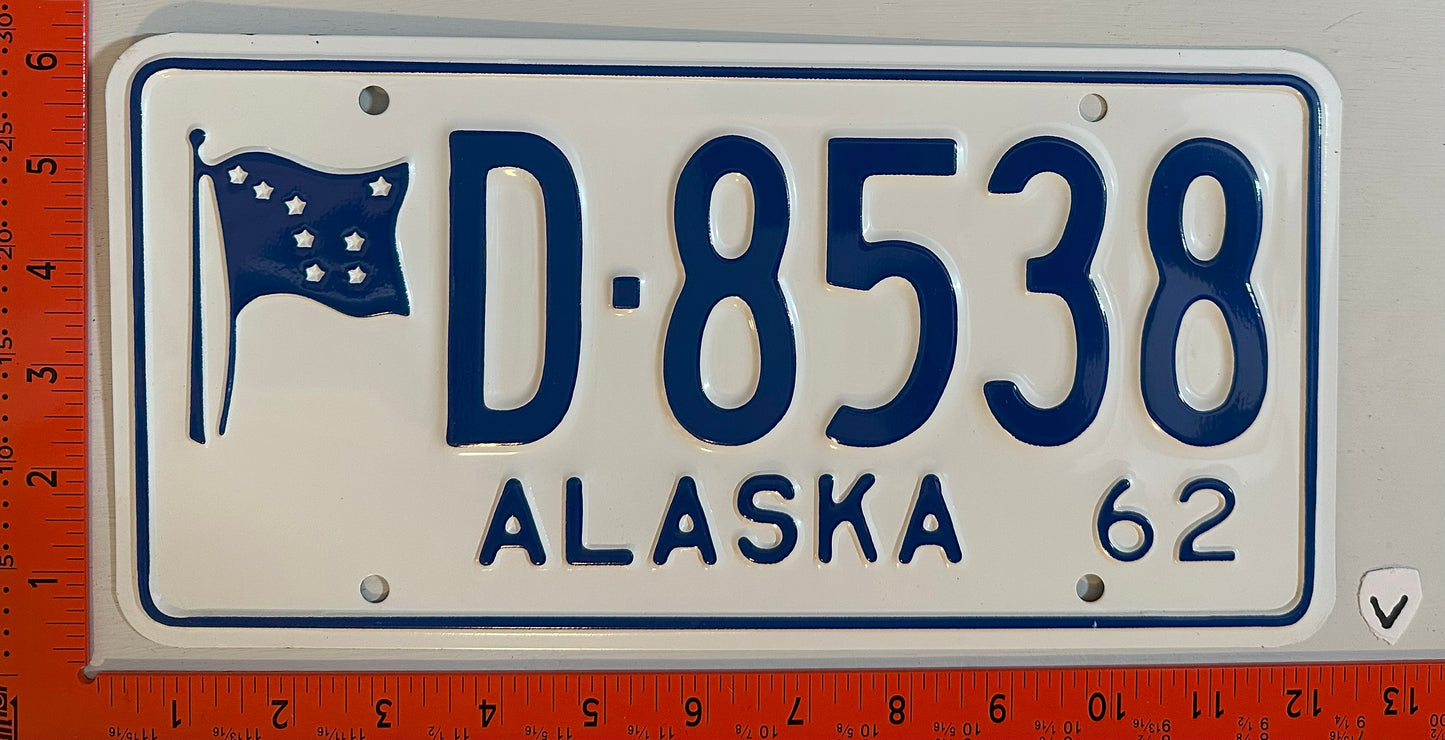 1962 Alaska #D-8358 Passenger License Plate