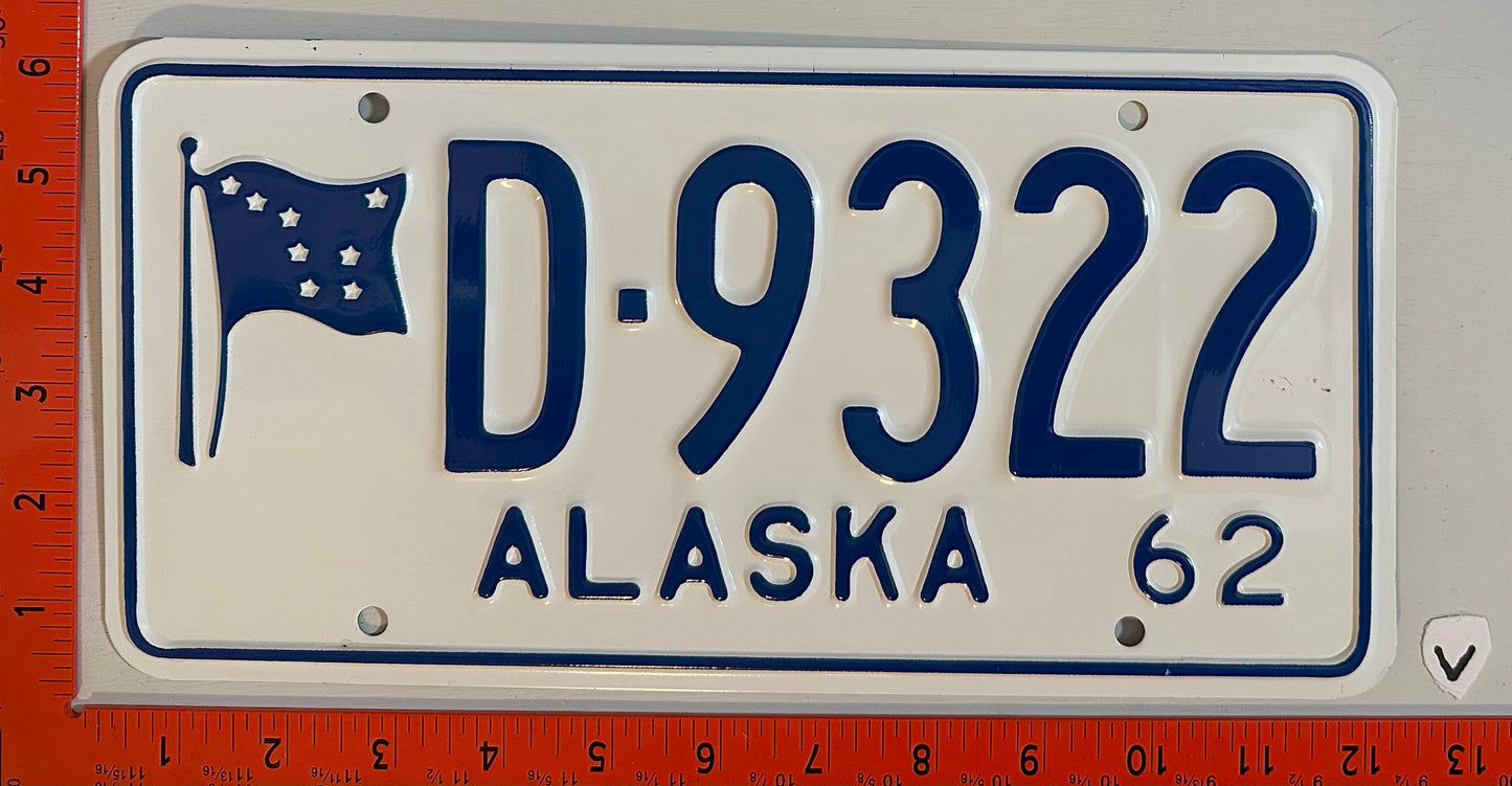 1962 Alaska #D -9322 Passenger License Plate
