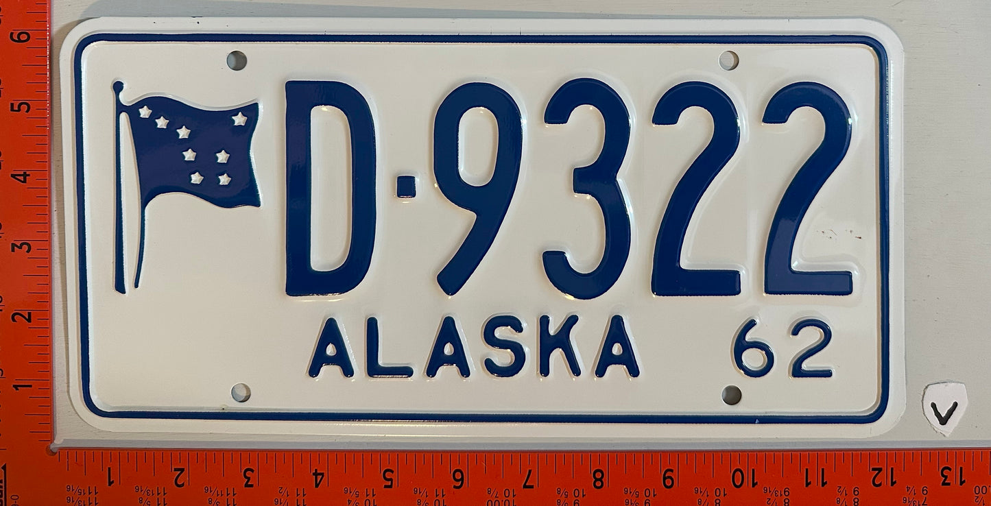 1962 Alaska #D-9322 Passenger License Plate