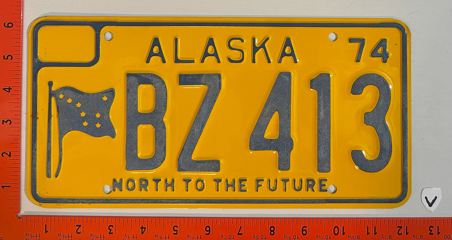 1974 Alaska #BZ 413 Passenger License Plate