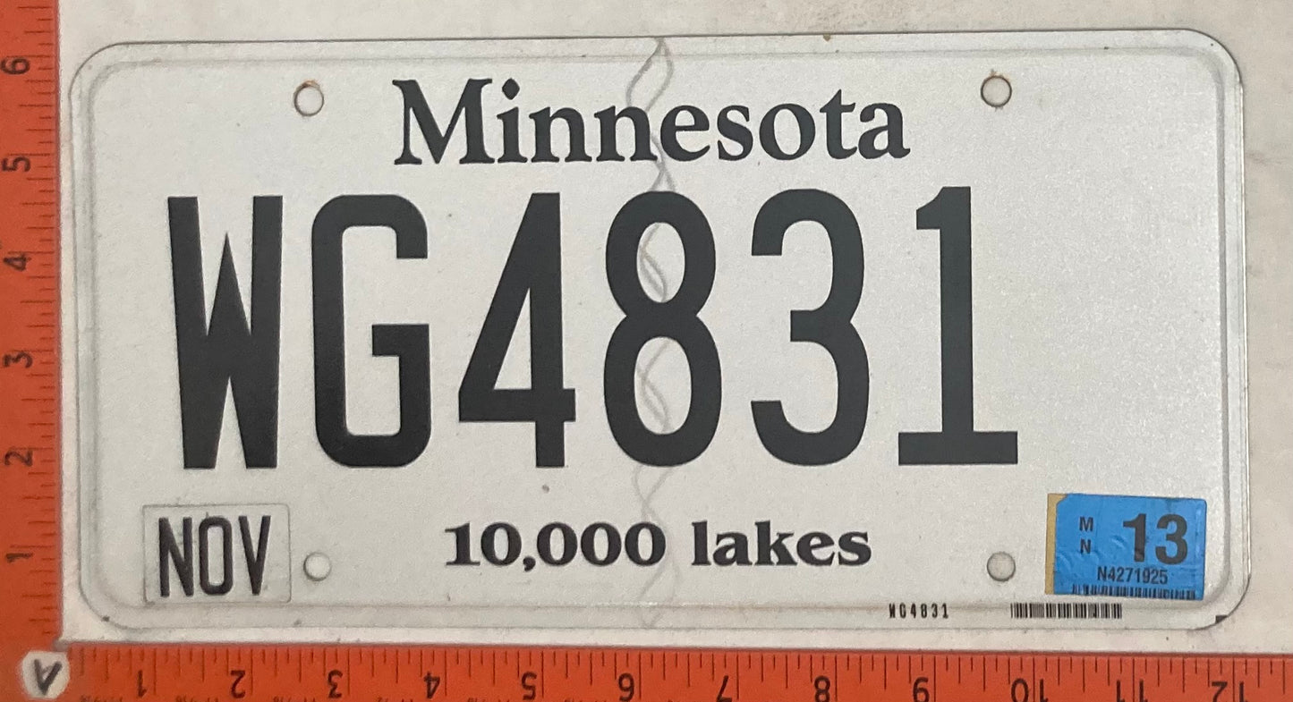 2013 Minnesota #WG4831 Passenger License Plate