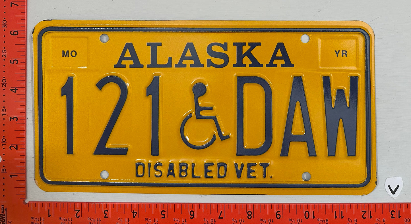Undated Alaska #121 DAW Disabled Veteran License Plate