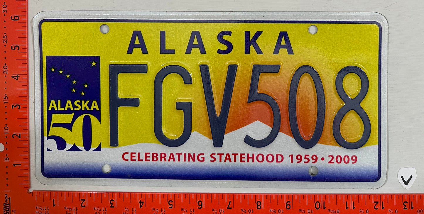 2009 Alaska #FGV508 Passenger License Plate