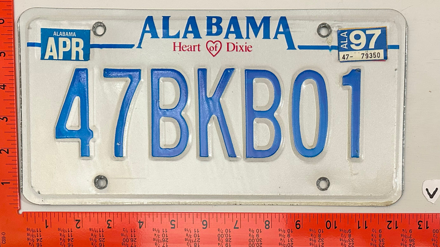 1997 Alabama #47BKB01 Passenger License Plate