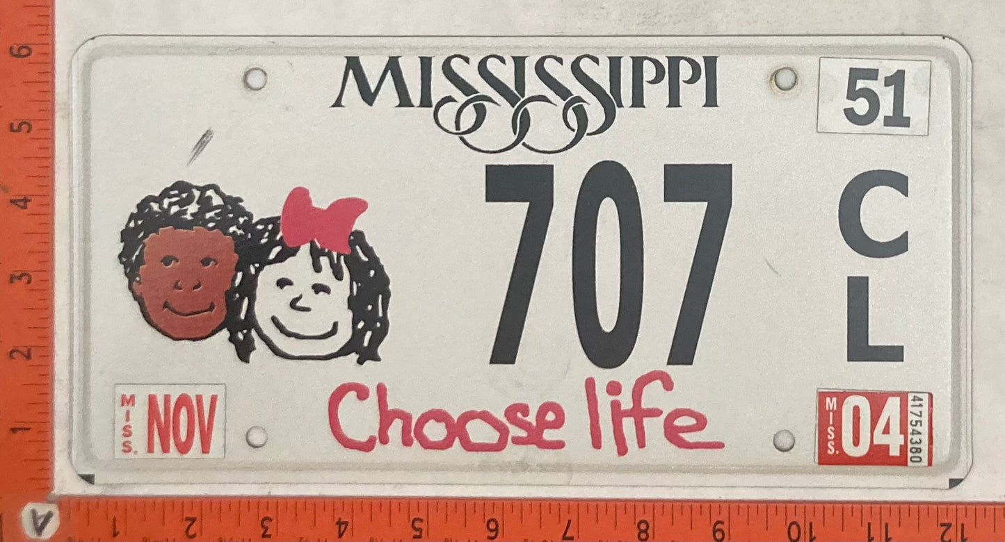 2004 Mississippi #707 C/L Passenger License Plate