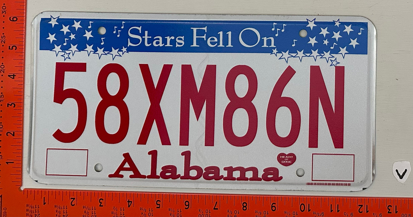 Undated Alabama #58XM86N Passenger License Plate