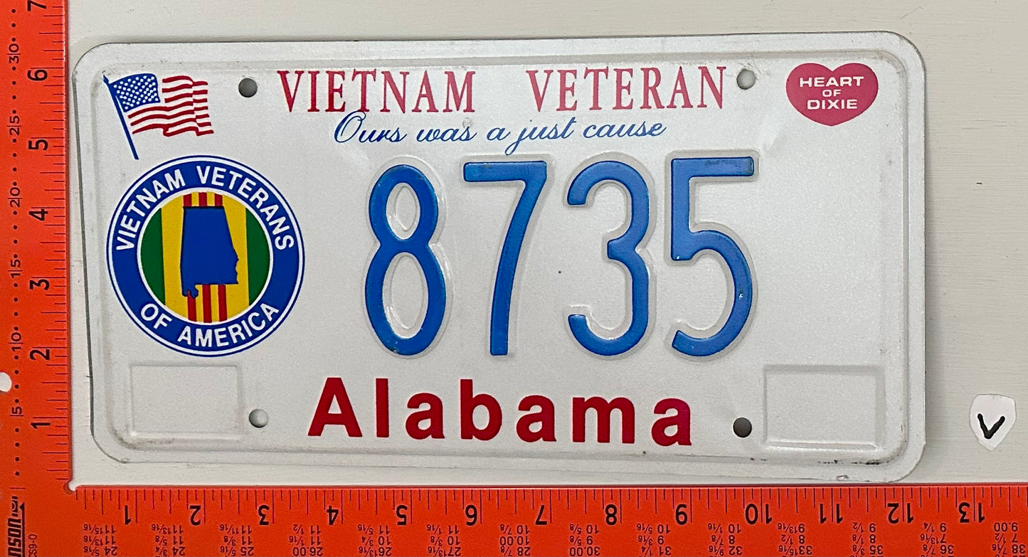 Undated Alabama #8735 Vietnam Veteran Passenger License Plate