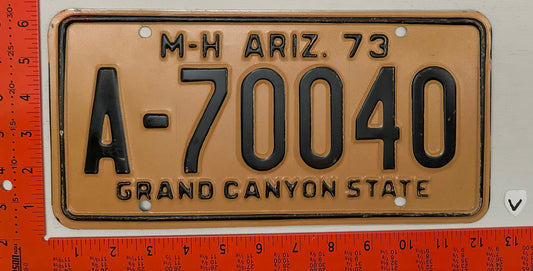 1973 Arizona #A-70040 Motor Home License Plate