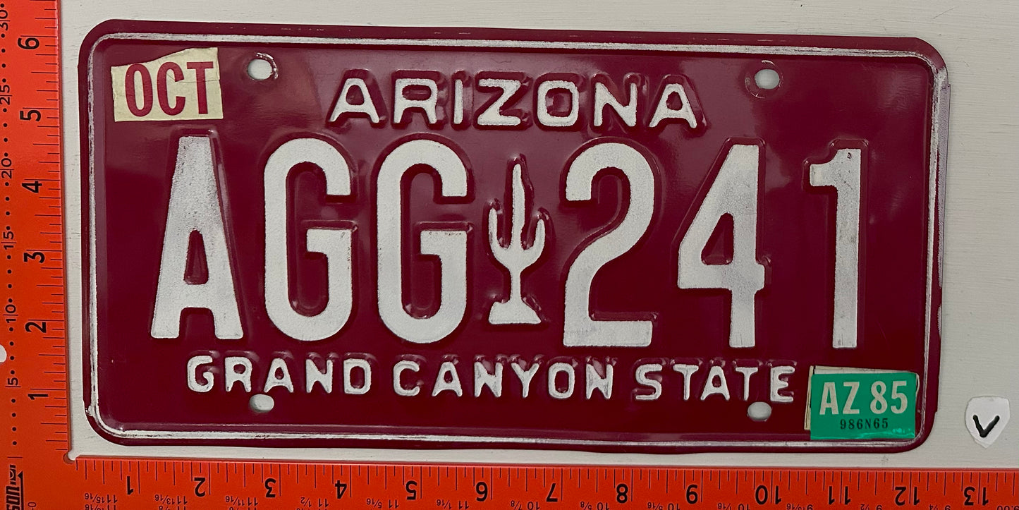 1985 Arizona #AGG-241 Passenger License Plate