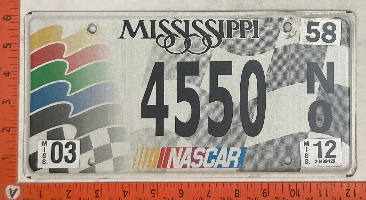 2012 Mississippi #4550 N/O Passenger License Plate