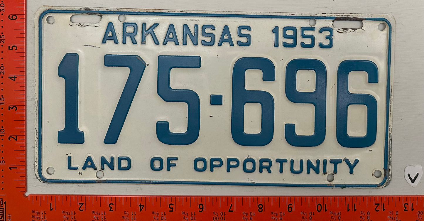 1953 Arkansas #175-696 Passenger License Plate