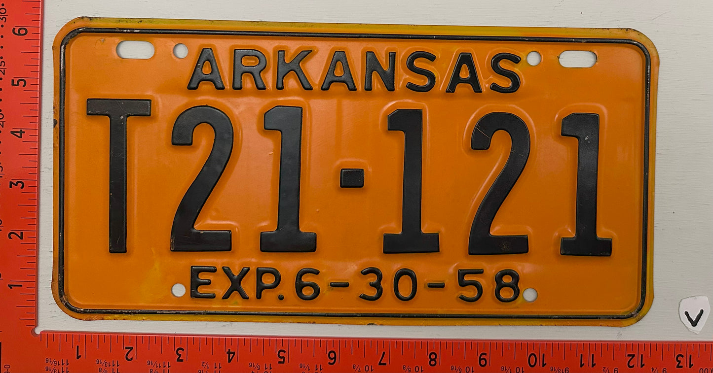 1958 Arkansas #T21-121 Trailer License Plate