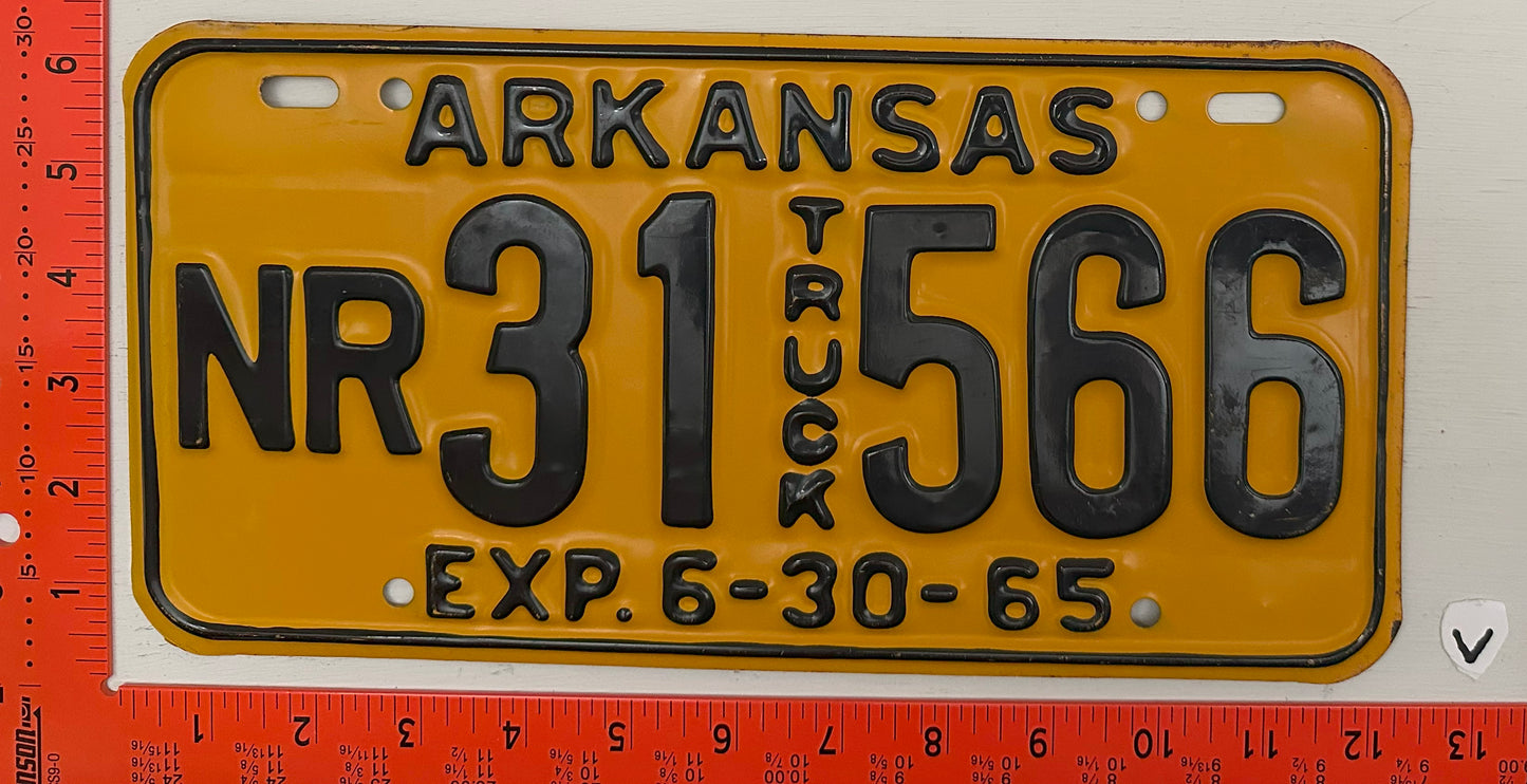1965 Arkansas #NR 31-566 Truck License Plate